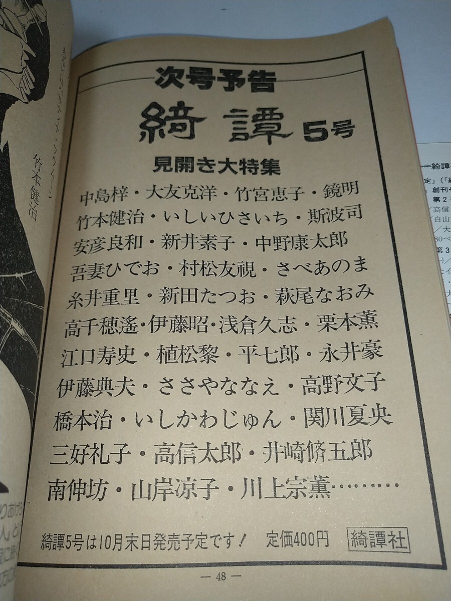 【中古本】綺譚 第4号 栗本薫 橋本治 梶尾真治新田たつお大友克洋安彦良和山岸凉子高野文子 1981年 綺譚社発行_画像6