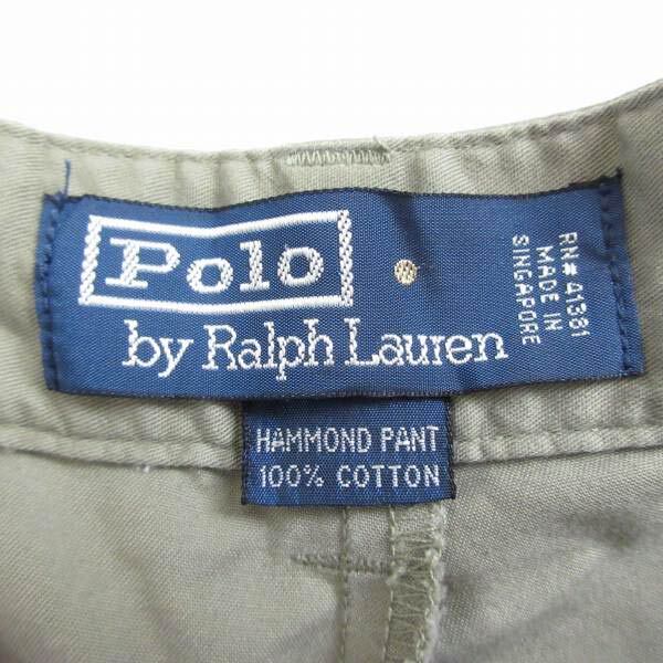 90s Polo ポロ ラルフローレン HAMMOND PANT ツータック チノパン カーキ系 W32 L30 ビンテージ D149-25-0026XV_画像4