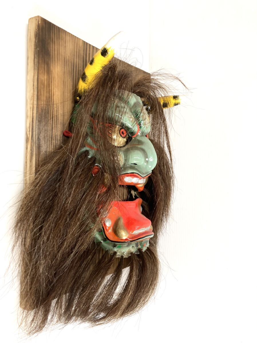 石見神楽面◇青鬼/旭山 作◇鬼面 乾漆造 壁掛け サイズ:横33cm 石見神楽面◇青鬼/旭山 作◇鬼面 乾漆造 壁掛け サイズ:横33cm