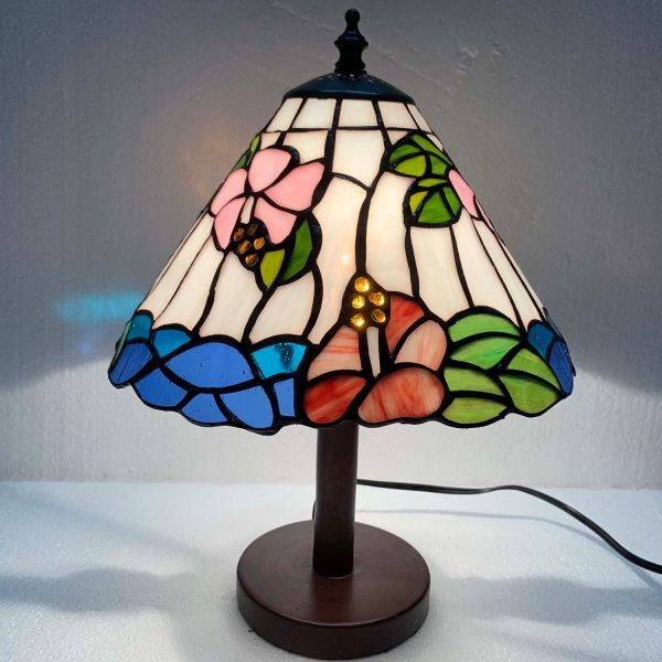 Byeeee rose 3 LED correspondence E12 clasp stained glass table lamp stand lamp stand light antique stylish Tiffany 