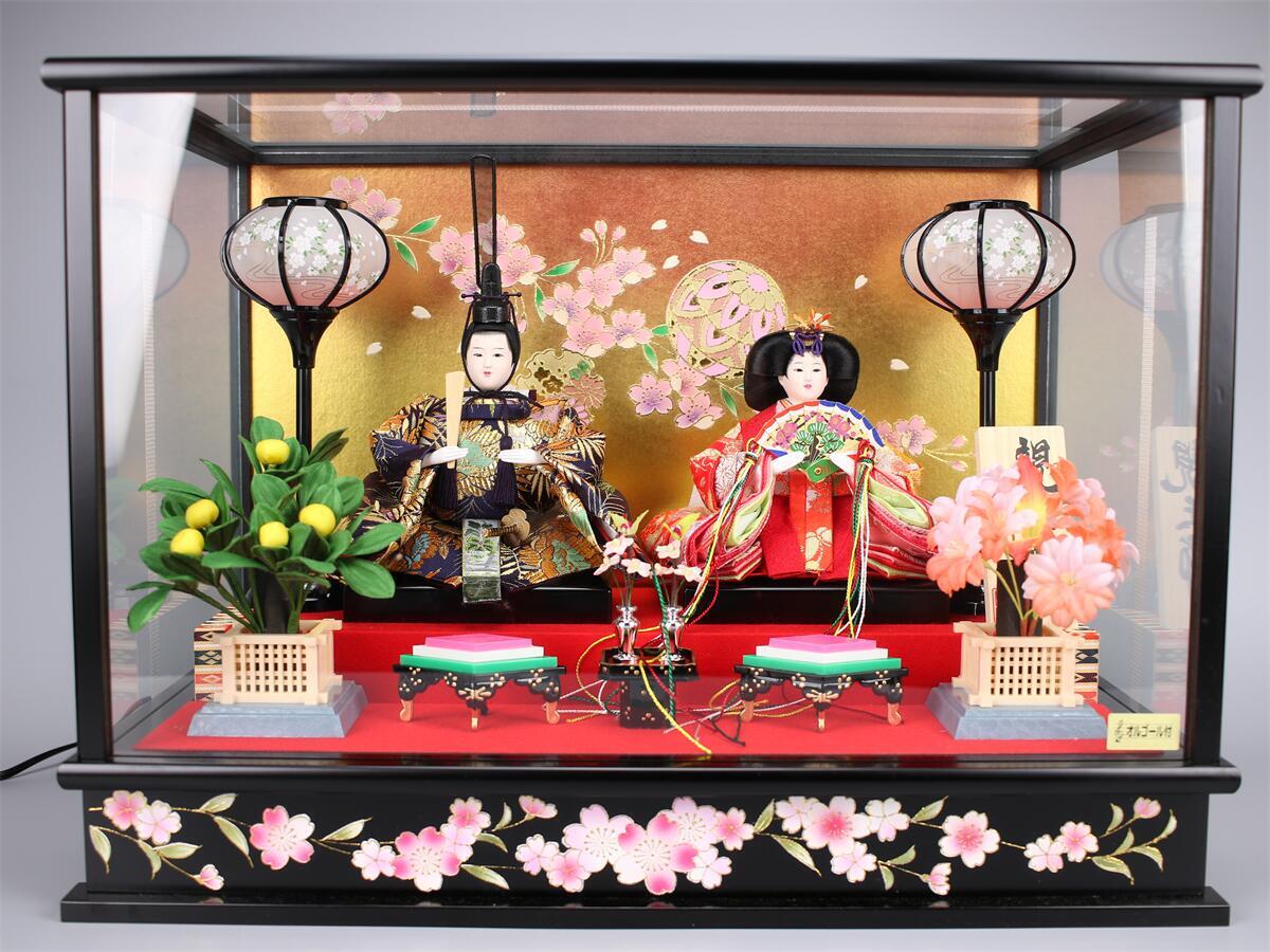 美】ZB058 雛人形親王飾り東京久月ガラスケース桃の節句ひな祭り