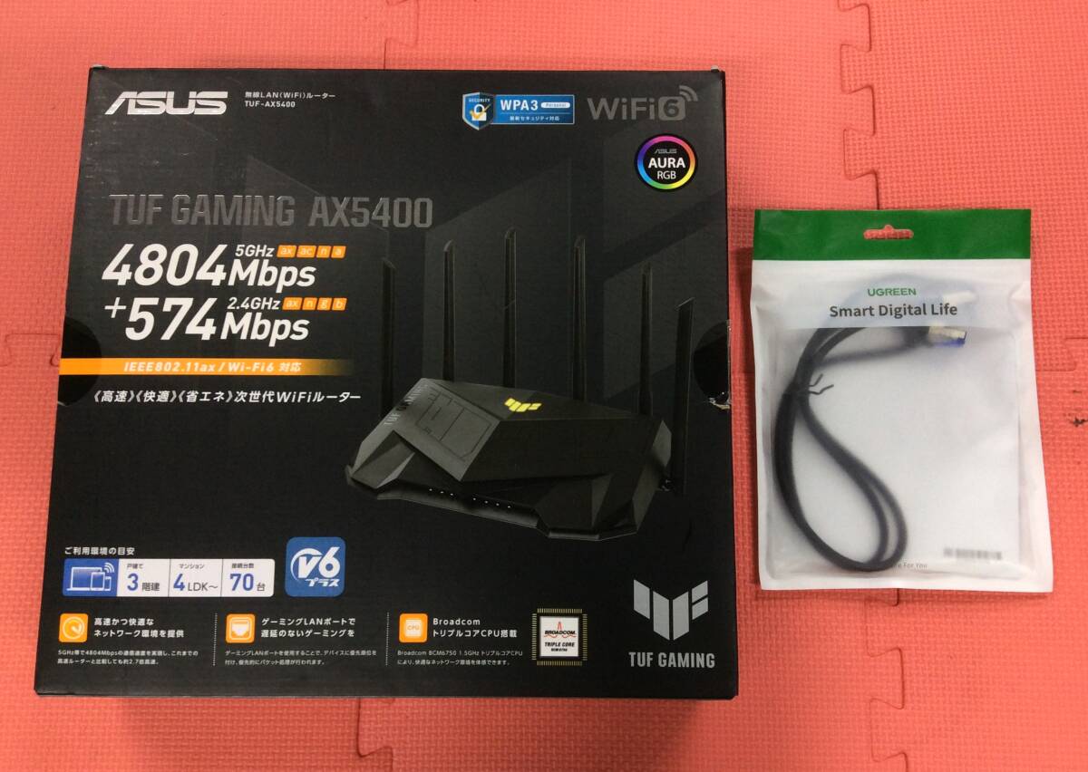 【GM3839/100/0】未動確のジャンク★ASUS TUF Gaming AX5400 ゲーミングWiFiルーター★4804+574Mbps★Wireless★ケーブル,取説付き★_画像1