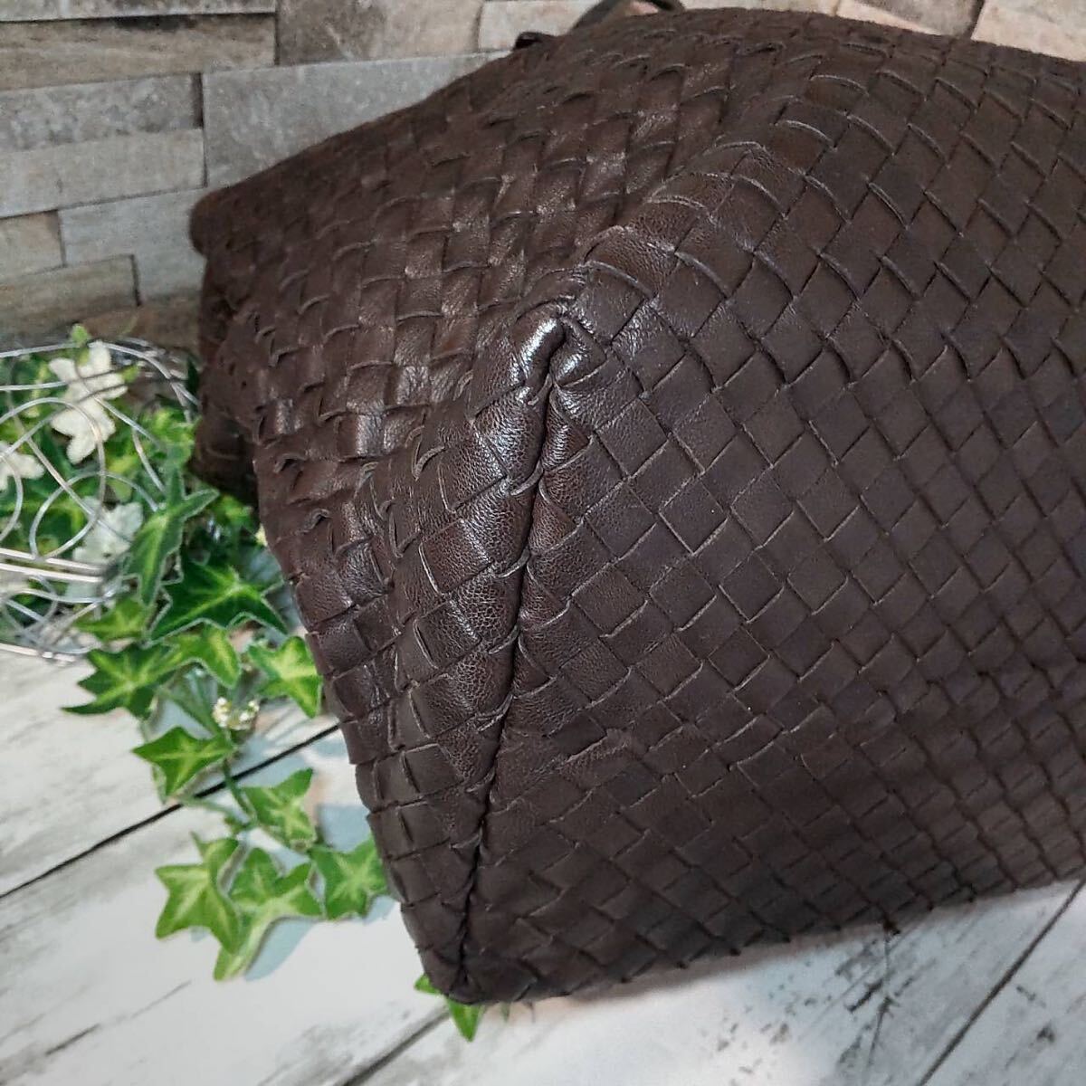 1円【定価50万！未使用級】BOTTEGA VENETA ボッテガヴェネタ ビジネスバッグ トートバッグ レザー イントレチャート ブラウン 正規品の画像7