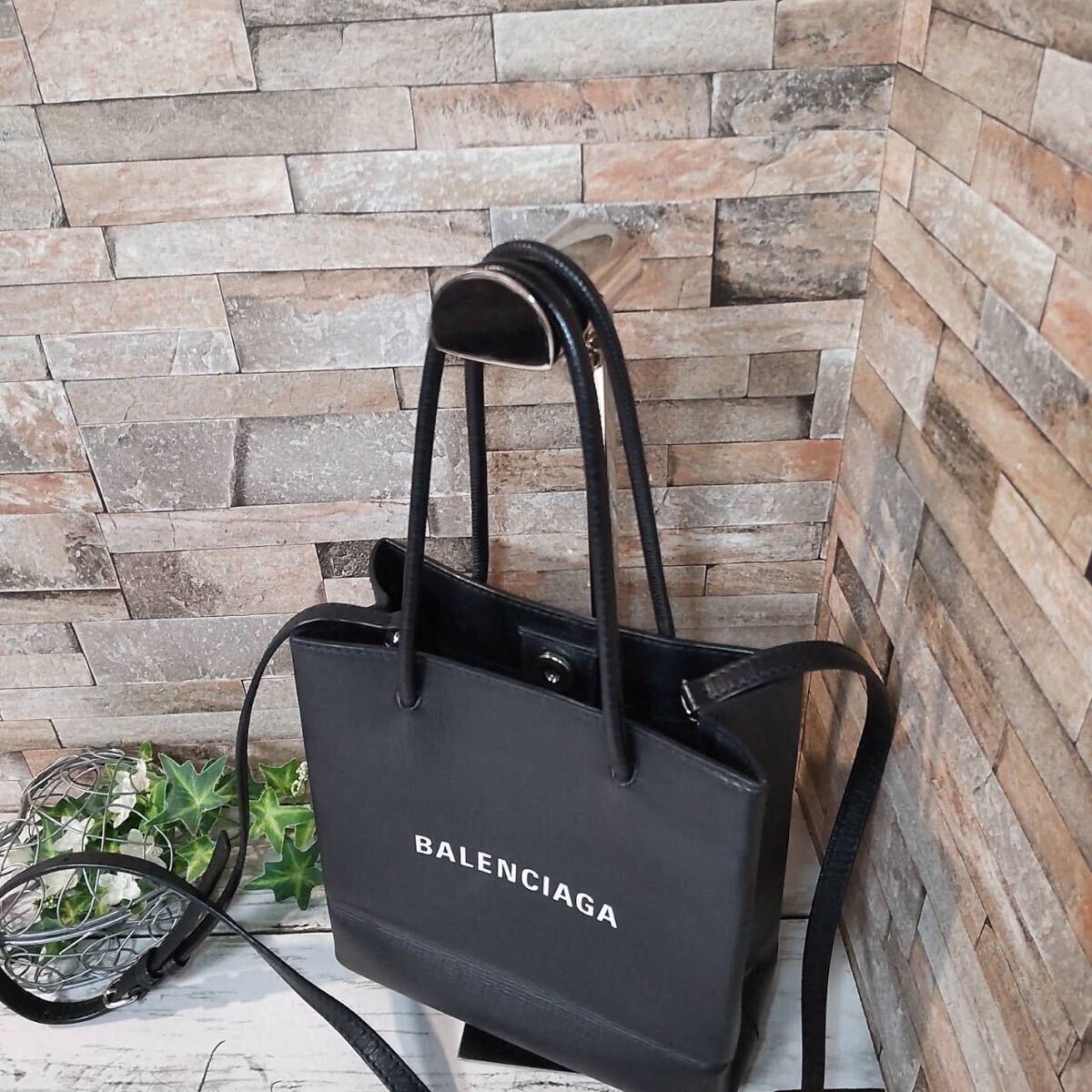 1 иен [ почти не использовался!!]BALENCIAGA Balenciaga бегемот s покупка сумка большая сумка сумка на плечо 2way кожа черный чёрный 