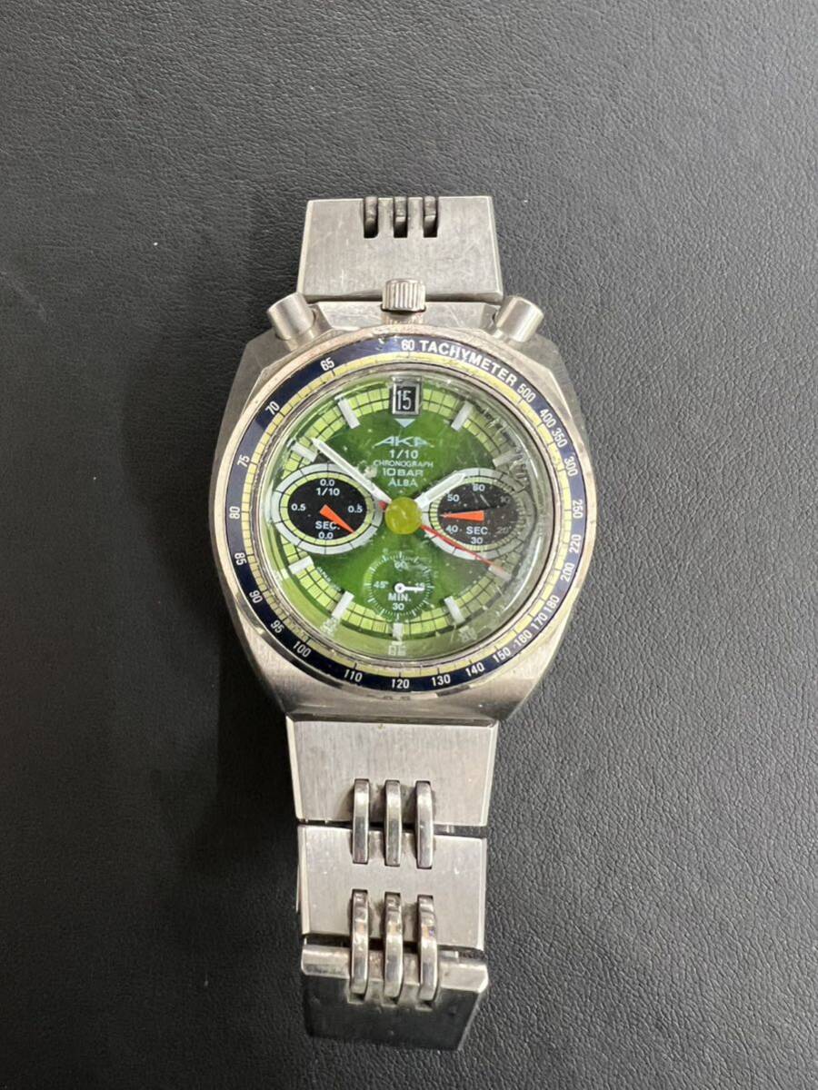 #6145-8043　SEIKO セイコー ALBA AKA CHRONOGRAPH クォーツ　不動品_画像1