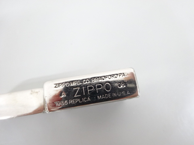 2008年製 ZIPPO ジッポ 1935 REPLICA レプリカ LIMITED EDITION 限定 3バレル ヘアライン 両面加工 シルバー 銀 オイル ライター USA_画像6