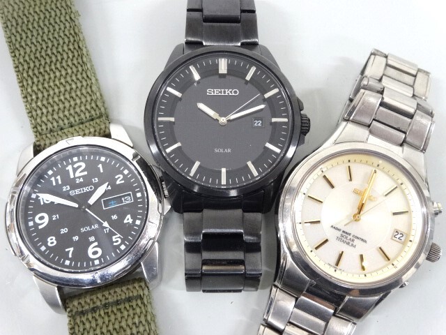 ジャンク 3点セット まとめて SEIKO セイコー V147-0AF0 V158-0AD0 7B42-0AN0 チタニウム メンズ ソーラー 腕時計 _画像1