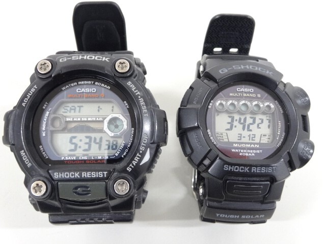 ジャンク 2点セット まとめて CASIO カシオ G-SHOCK Gショック GW-7900 GW-9000 マッドマン マルチバンド デジタル 腕時計_画像1