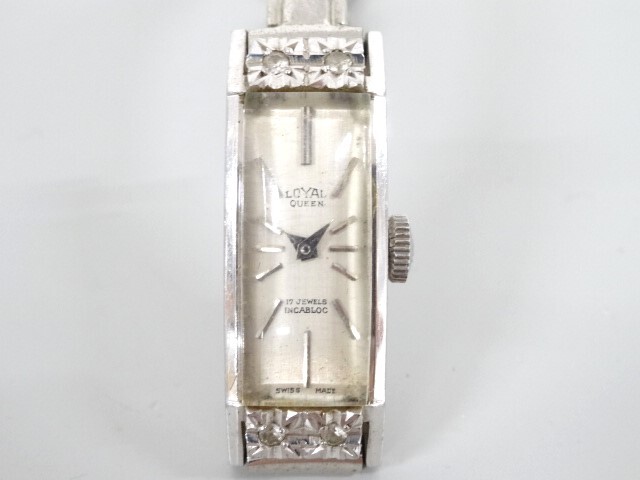  Junk LOYAL QUEEN Royal Queen 17 stone K14WG 14 gold white gold 585 stamp lady's hand winding wristwatch 