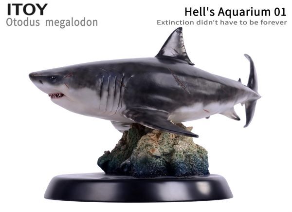 ITOY メガロドン 41cm級 PVC+樹脂 塗装済 肉食系サメ フィギュア 海洋生物 動物 リアル 模型おもちゃ 台座付き 模型 玩具 プレゼントの画像2