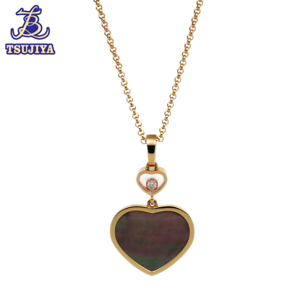 【送料0円】 CHOPARDショパール ハッピーハートペンダントネックレス 797482 マザーオブパール 750 44cm 9.2g 中古A【辻屋質店J2245】 ゴールド