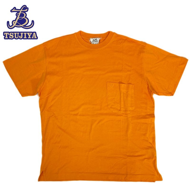 HERMES エルメス　トップス　半袖Tシャツ　メンズ　オレンジ　#S　中古B【辻屋質店A2610】_画像1