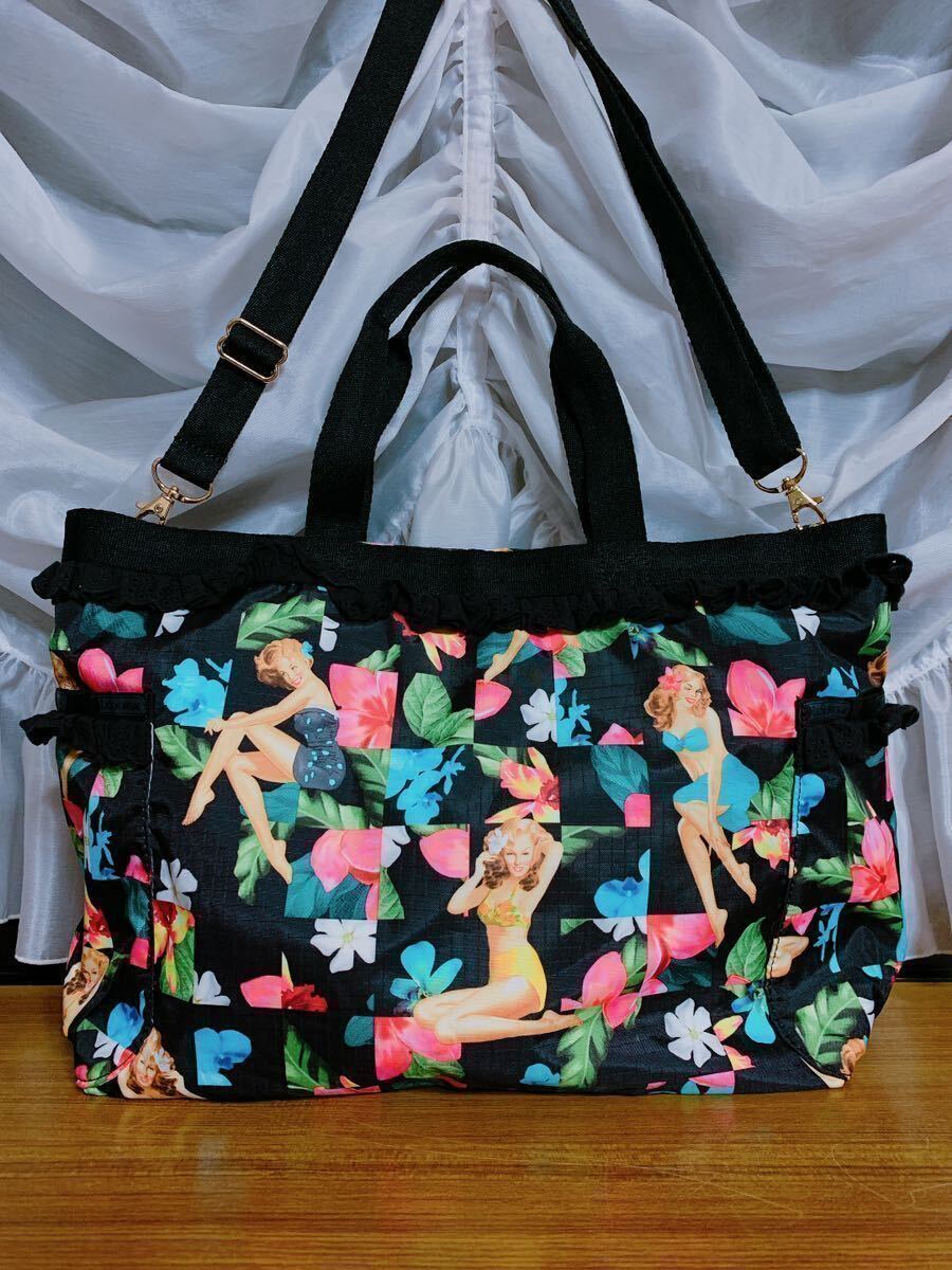 レスポートサック LeSportsac ベネフィット Benefit コラボ 限定 ハワイ Hawaii フラダンス ショルダー 2way バッグ Aloha アロハ Hawaiian_画像1