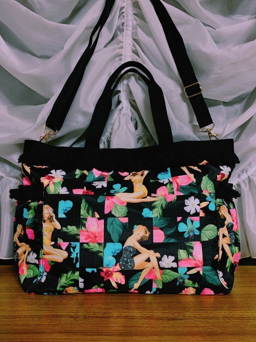 レスポートサック LeSportsac ベネフィット Benefit コラボ 限定 ハワイ Hawaii フラダンス ショルダー 2way バッグ Aloha アロハ Hawaiian_画像2