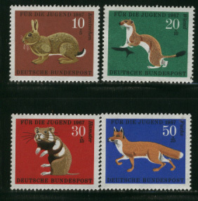 ドイツ 1967年 付加金付(動物 )切手セットの画像1