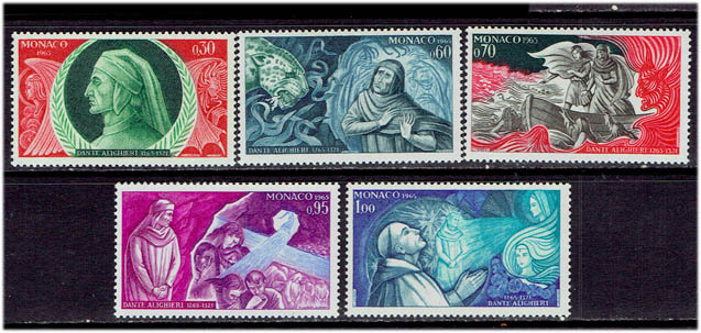 モナコ 1966年 ダンテ死去700年切手セットの画像1