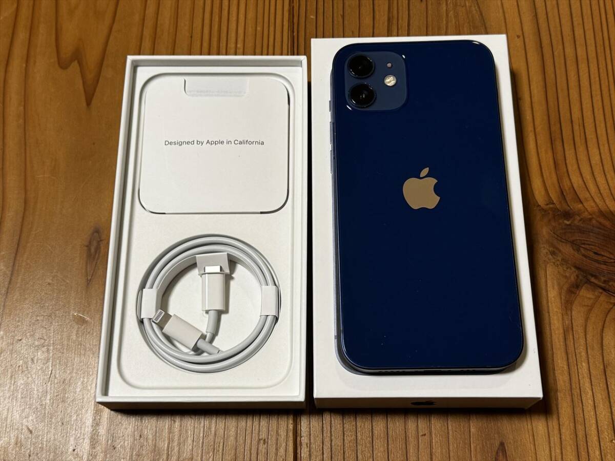 * Apple iPhone12 64GB MGHR3J/A Blue(SIM разблокирован .) б/у прекрасный товар корпус голубой au суждение 0 аккумулятор :83% *