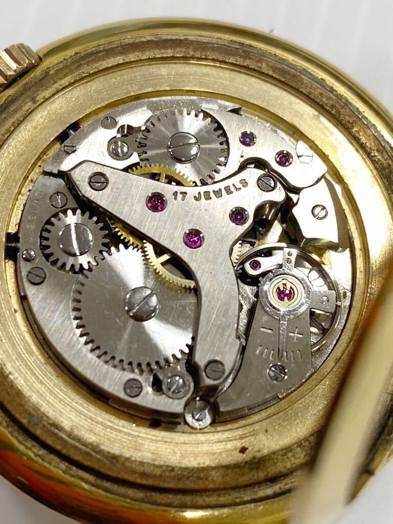  稼働品Chandler チャンドラー 手巻き 17石 ゴールド文字盤 懐中時計 時計 の画像7