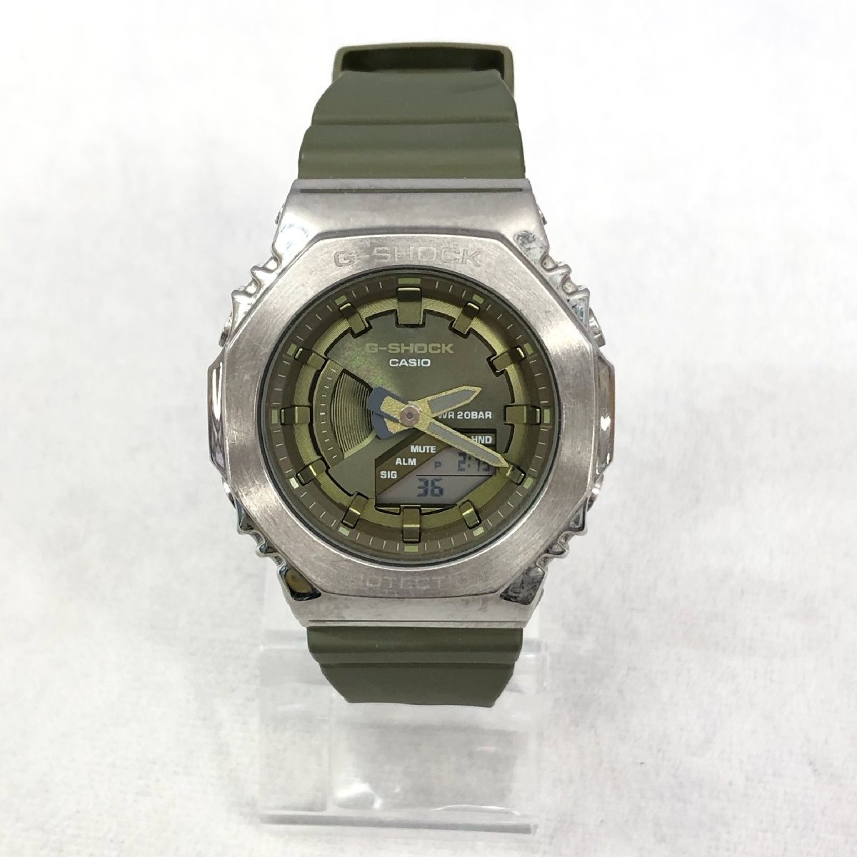 CASIO G-SHOCK カシオ Gショック GM-S2100-3AJF カーキ メタル ベゼル 腕 時計 20気圧 防水 レディース_画像1