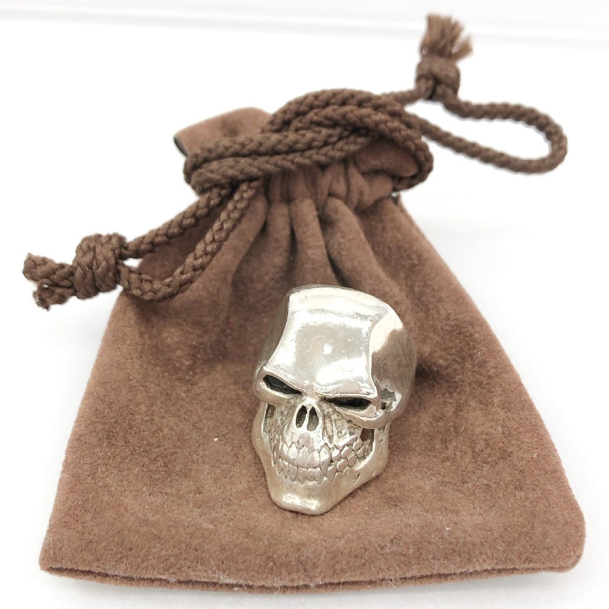 CRAZY PIG DESIGNS クレイジーピッグ PSYCHO KILLER SKULL RING サイコキラースカル リング 約 20.5号 #20.5 Silver 925 巾着袋 付き 指輪の画像1