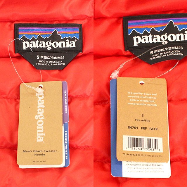 《未使用品》patagonia ダウンセーターフーディー 薄手 メンズ Sサイズ 84701 FRF FA19 レッド パタゴニア（西）_画像4