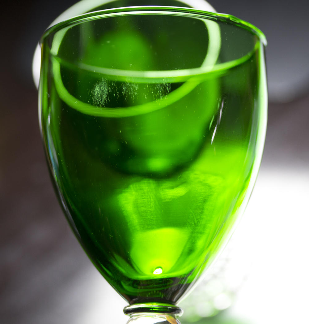 美品！ ファイヤーキング フォレストグリーン バブル ゴブレット シャンパン ワイングラス 2脚セット 酒 ビンテージ アンティークの画像2