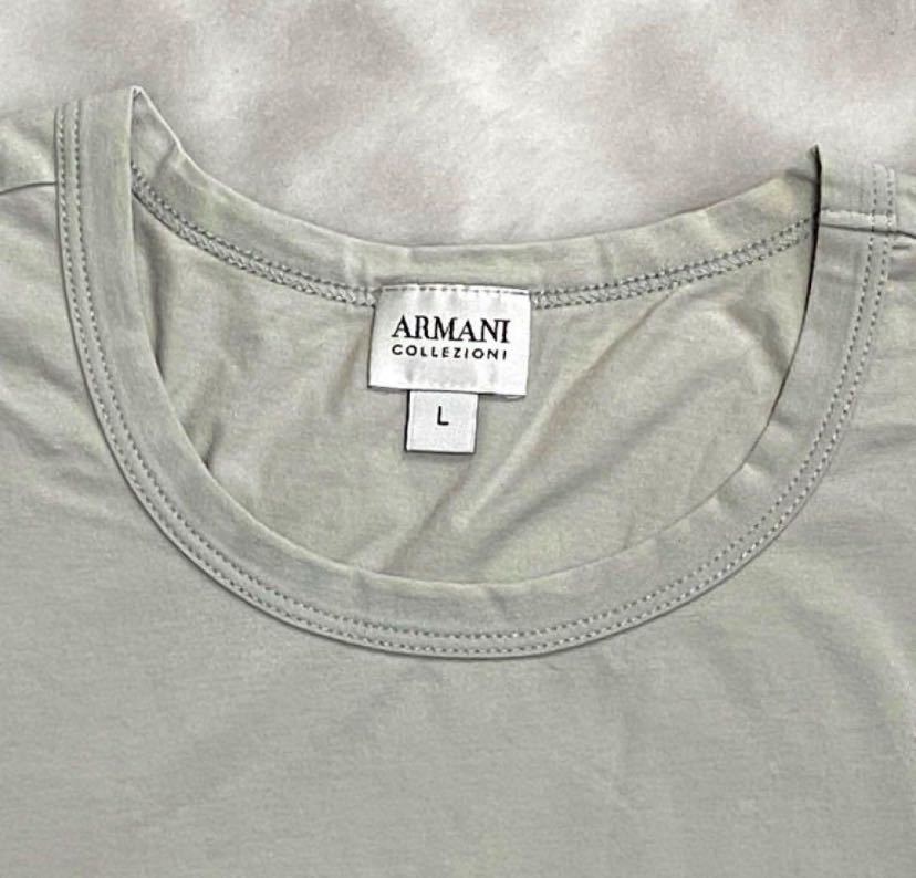 アルマーニコレッツォーニ Tシャツ 半袖 ロゴ ストレッチ トップス メンズ Lサイズ グレー ARMANI COLLEZIONI _画像3