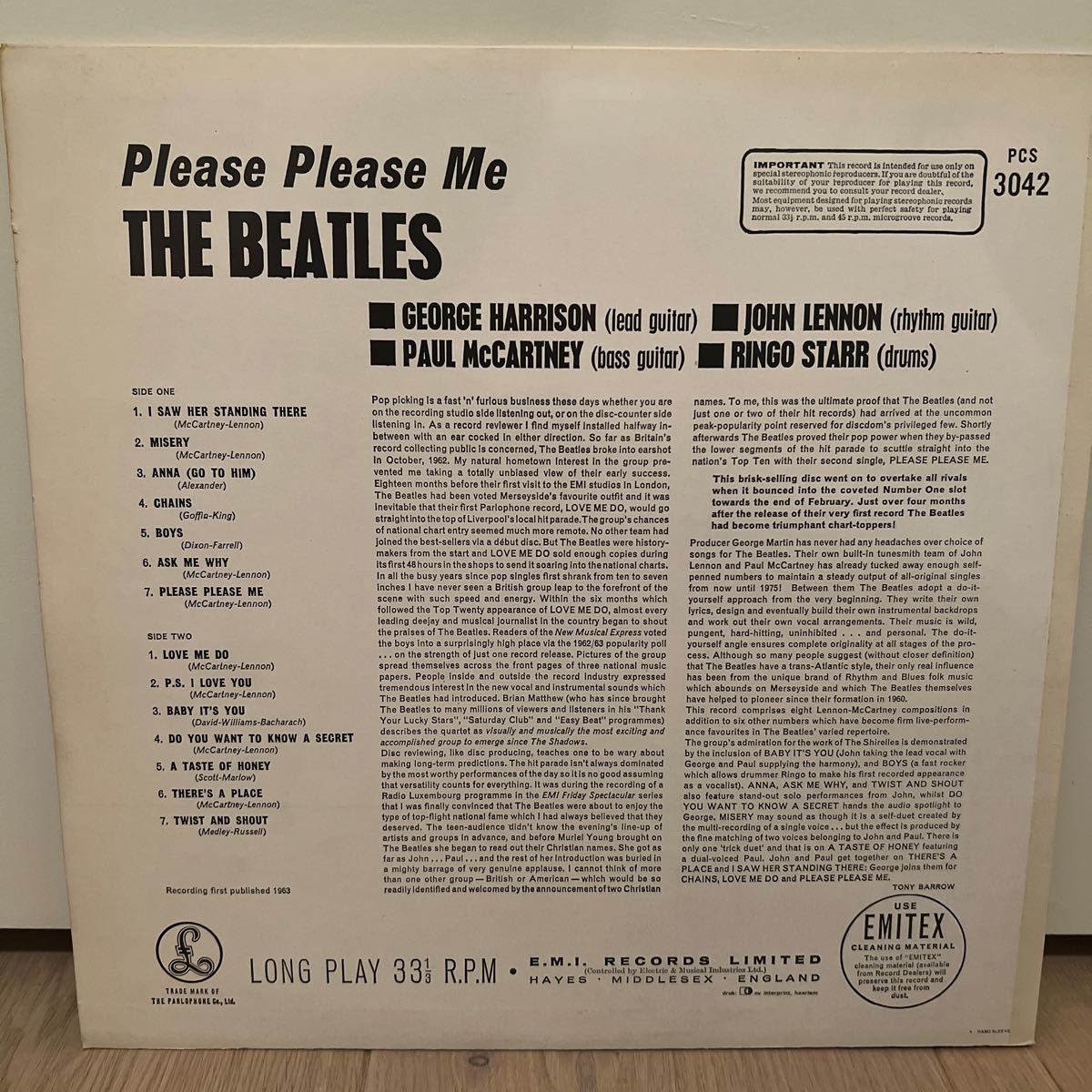 オランダ初期ステレオ盤 両面マト1 ビートルズ THE BEATLES PLEASE PLEASE ME LPレコードの画像2