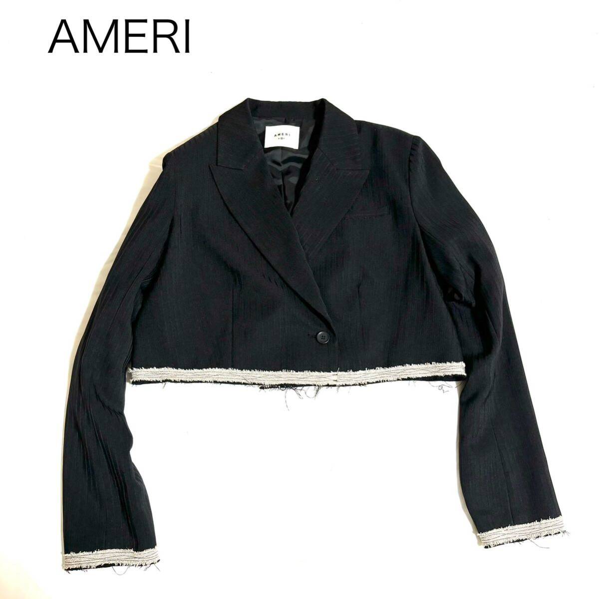 AMERI HEM DAMAGE SHORT JACKET ブラック　Mサイズ　テーラードジャケット アメリヴィンテージ