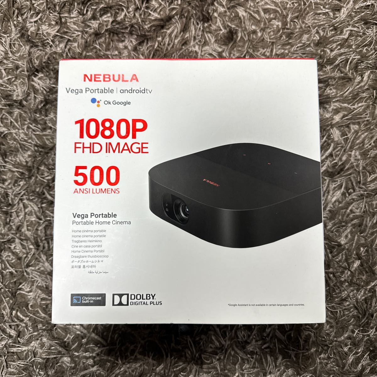 使用少な目・美品 モバイルプロジェクター Nebula Vega Portable D2121 ブラック 1080p 500ANSIルーメン HDR10対応 Anker リモコン付