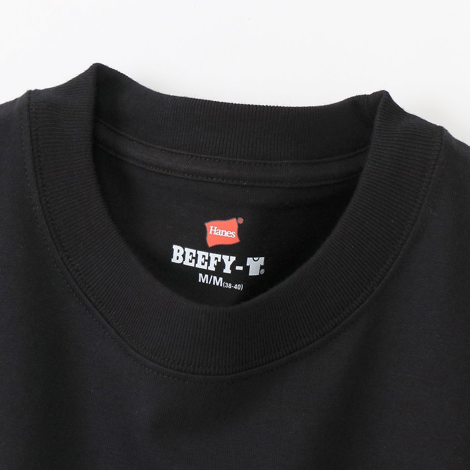 Hanes ヘインズ 厚地 BEEFY ビーフィー 無地 ロングスリーブ ポケットTシャツ 1点 長袖 黒 L H5196 メンズ レディース 人気 おすすめ　_画像3