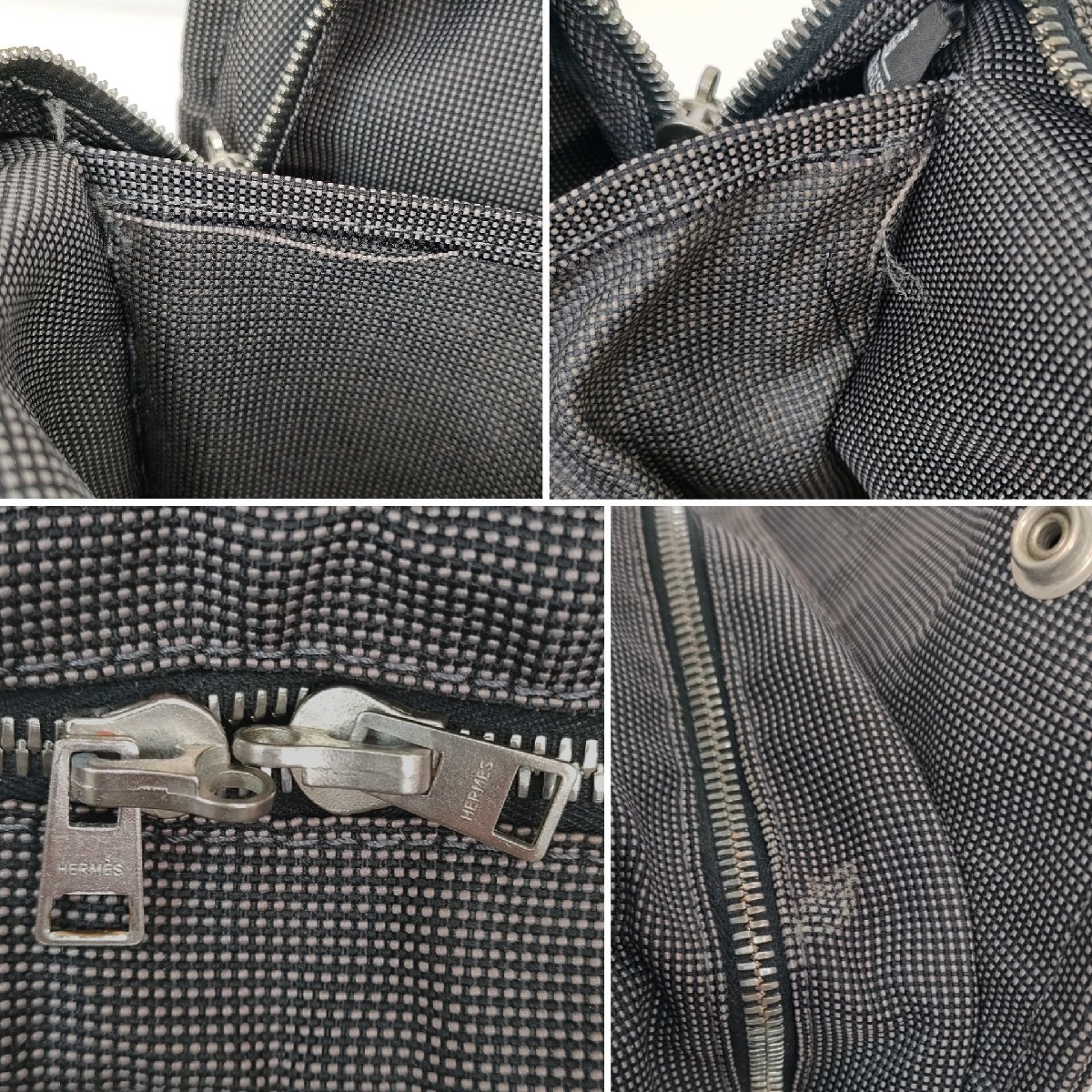 S2504●HERMES エルメス エールライン MM トートバッグ グレー系 レディース_画像10