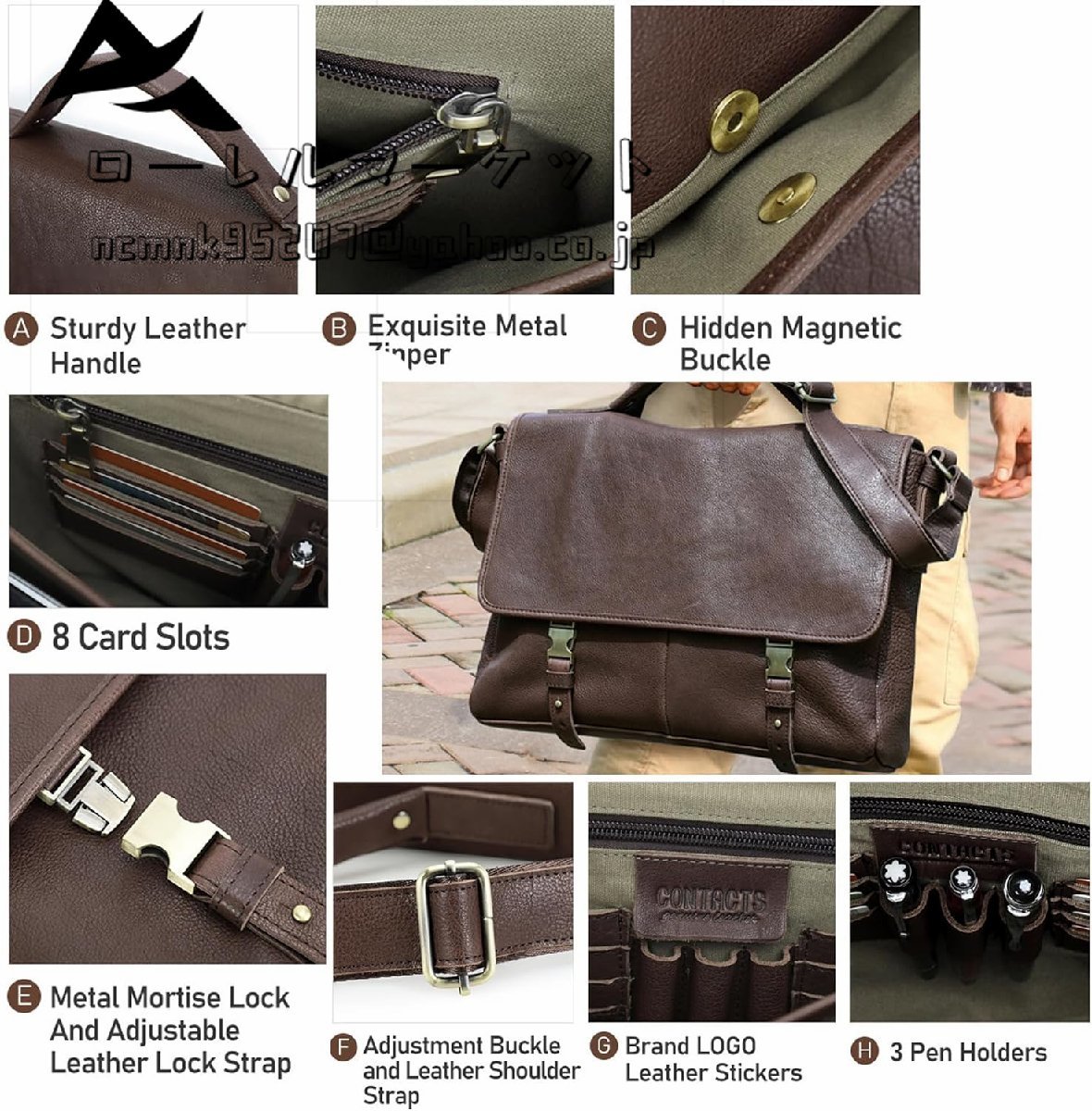 ビジネスバッグ メンズ 本革 ブリーフケース 大容量 通勤鞄 A4 書類 14インチPC対応 鞄 ヴィンテージ トートバッグ_画像4