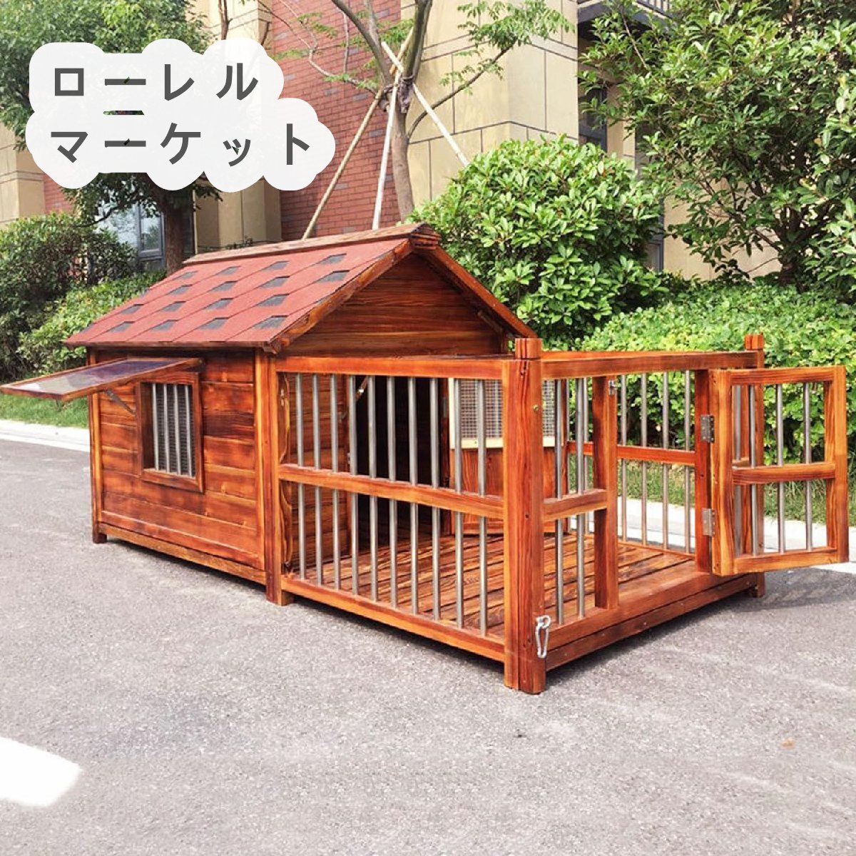 犬小屋 丈夫 ペットハウス 防水 屋外 豪華別荘 快適な空間 中型犬用 野外通気性 耐磨耗 簡単組立 ドアと窓付きの犬用犬小屋_画像2