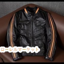 本革 ライダースジャケット S～5XL 牛革 プロテクターポケット付き 機関車 人気商品★レザージャケット_画像1