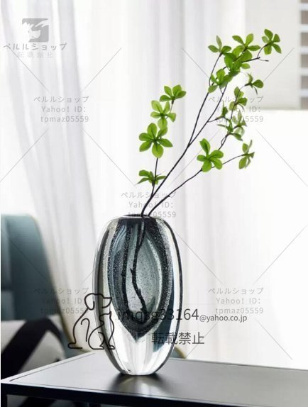 高級　INS風　ガラス花瓶　気泡付き　透明　生け花　オーナメント　リビング　ベッドルーム　書斎　　サイズ：L　_画像1