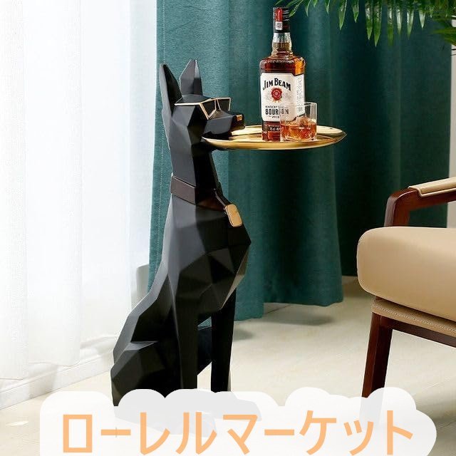 黒 オブジェ コーヒーテーブル 置物 ブラック 防犯 サングラス 置物 動物 番犬 ドーベルマン 贈り物 かわいい サイドテーブル ビッグ_画像1