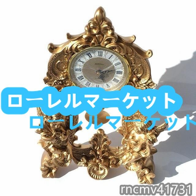 極美品★置時計 天使 エンジェル フレア フルールデリス バロック調 装飾 ロココ調 ゴールド アンティーク インテリア 中世 教会_画像3