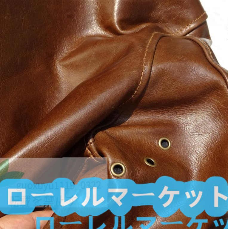 1枚革 ダークブラウン L(38) 30\'s アインシュタインスタイル A-1タイプ 高品質★カウハイド コサックジャケット レザー 牛革 サイズ選択可_画像4