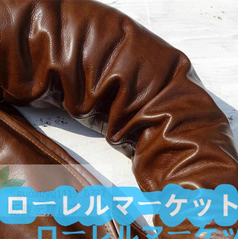 1枚革 ダークブラウン L(38) 30\'s アインシュタインスタイル A-1タイプ 高品質★カウハイド コサックジャケット レザー 牛革 サイズ選択可_画像9