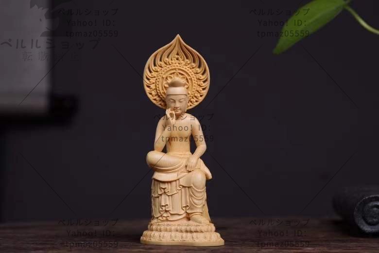 弥勒菩薩半跏思惟像 木彫 仏教美術 仏師で仕上げ品_画像1