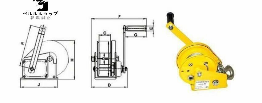 手動ウィンチ 回転式ミニウインチ ハンドウインチ 耐荷重1000kg/オートブレーキ ワイヤー8M_画像6
