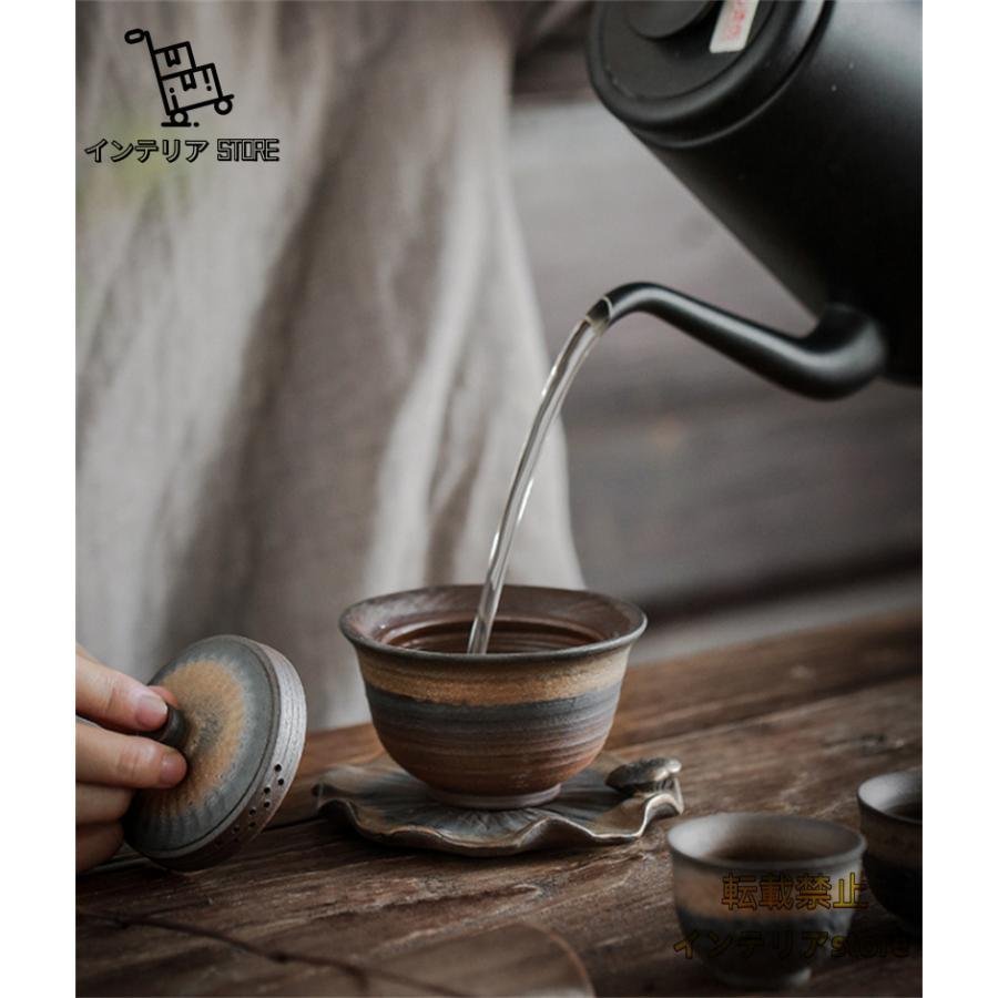 職人手作り 蓋付茶器 茶托付 金鉄釉 携帯式 軽量 茶具セット 茶道 中国茶道具 工夫茶 湯呑み 贈り物 お礼 来客_画像5