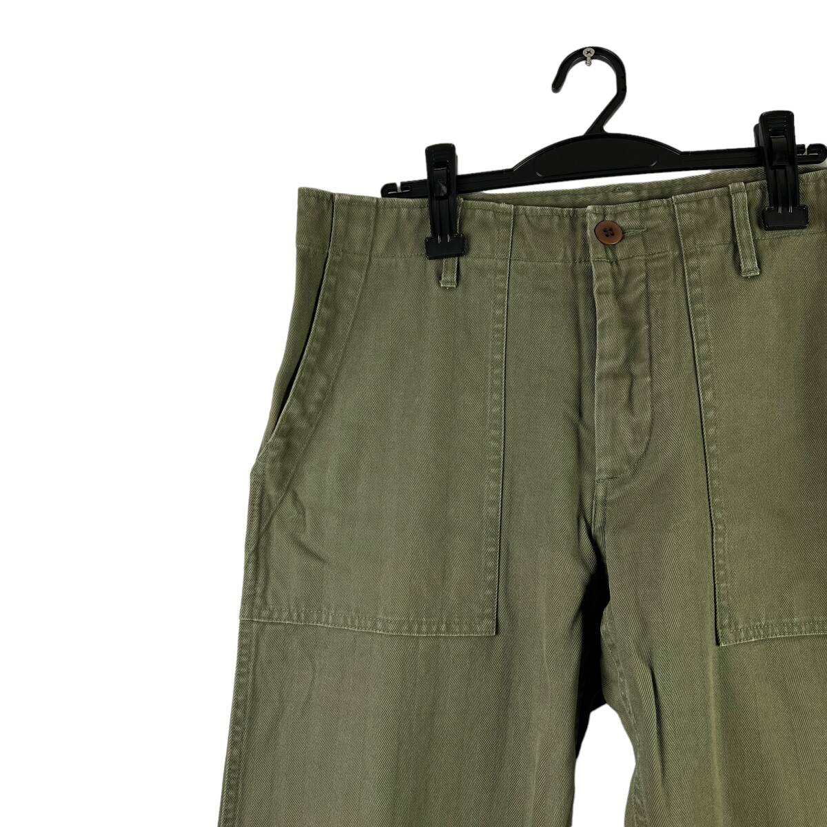 VISVIM(ビズビム) DRILL MIL PANTS HERRINGBONE Stripe Wide Pants (khaki)