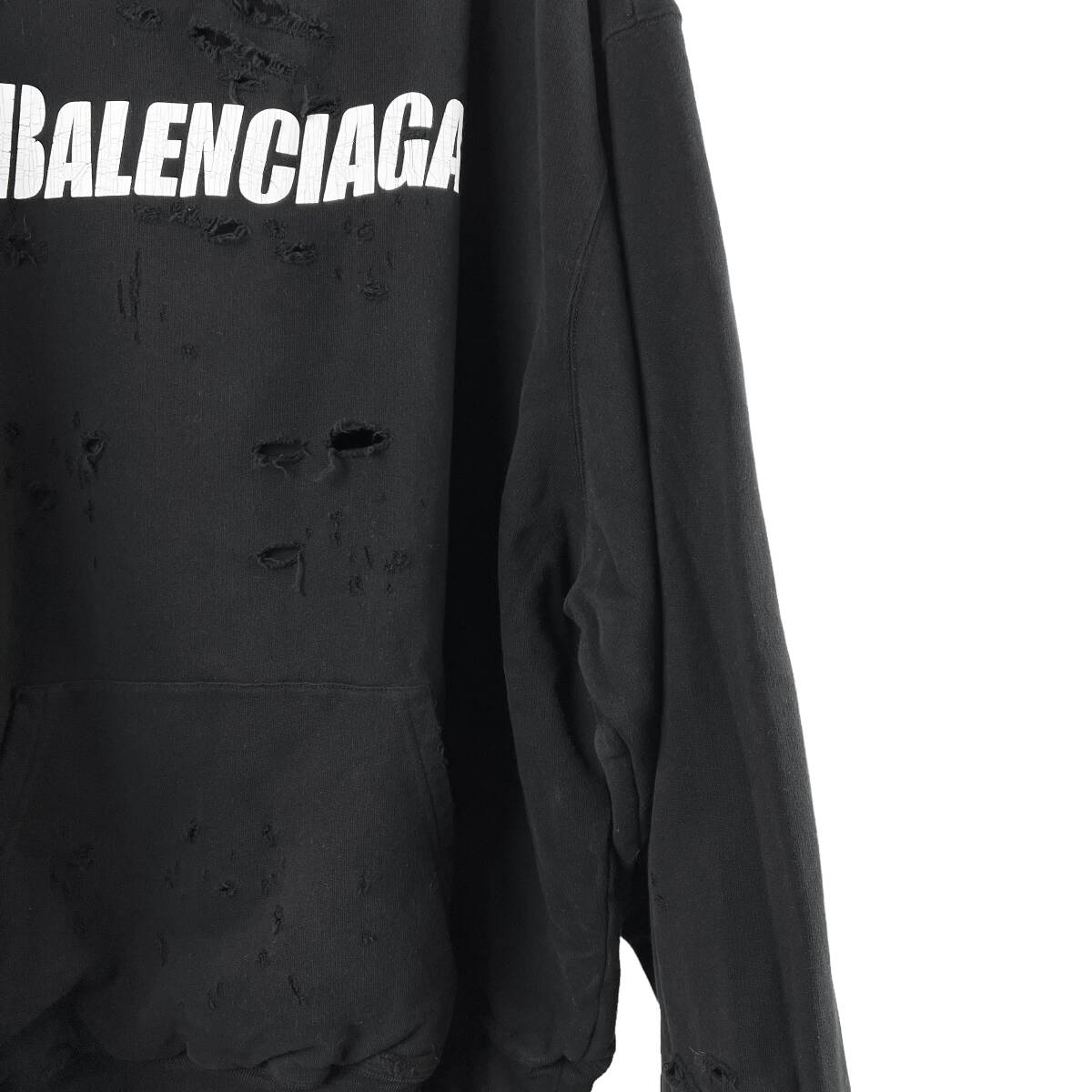 BALENCIAGA(バレンシアガ) DAMAGE DESTROYED HOODIE (black BALENCIAGA(バレンシアガ) DAMAGE DESTROYED HOODIE (black