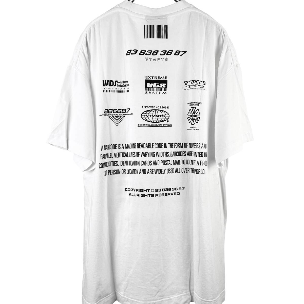 Vetements(ヴェットモン) Bar Code Number Design Shortsleeve T Shirt (white)
