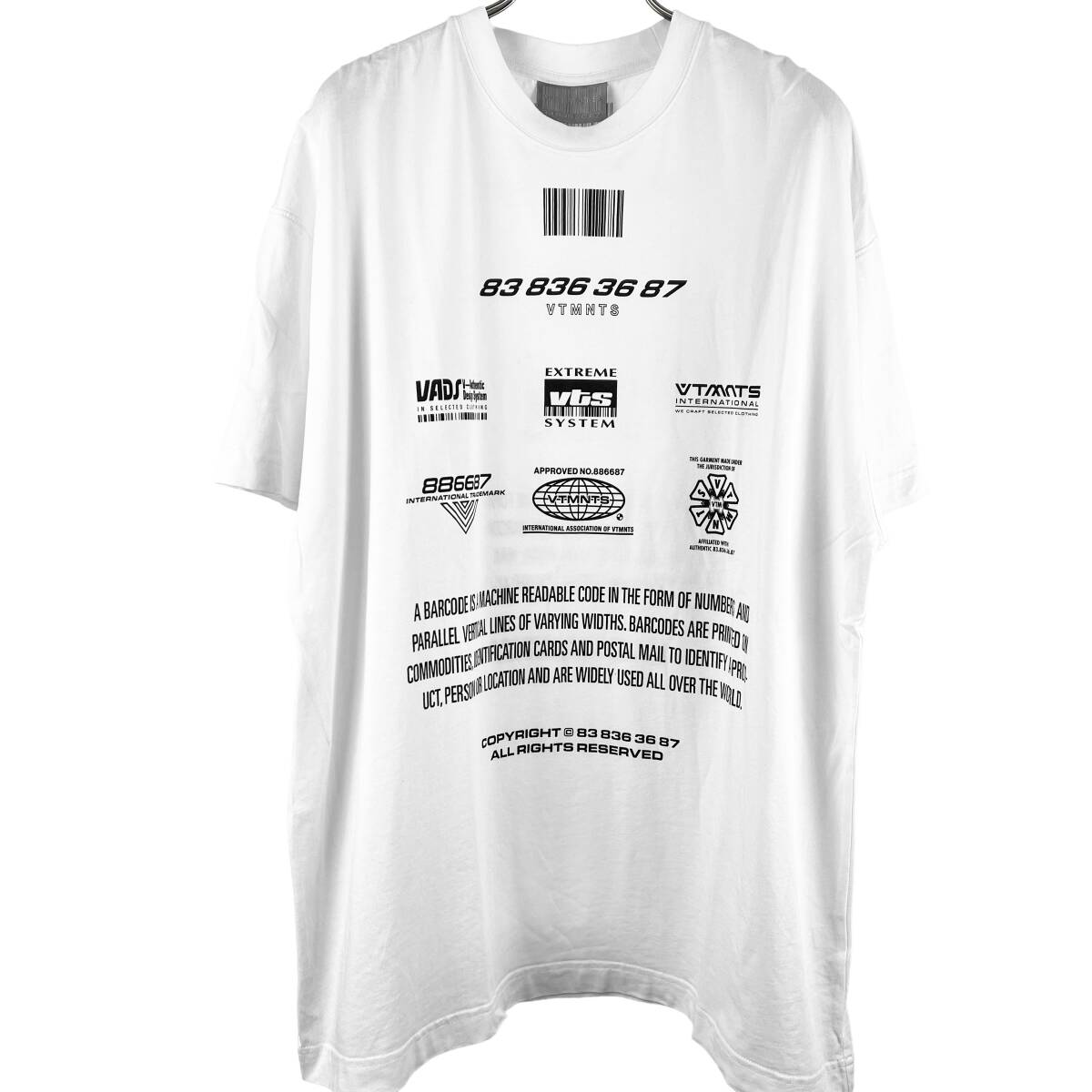 Vetements(ヴェットモン) Bar Code Number Design Shortsleeve T Shirt (white)