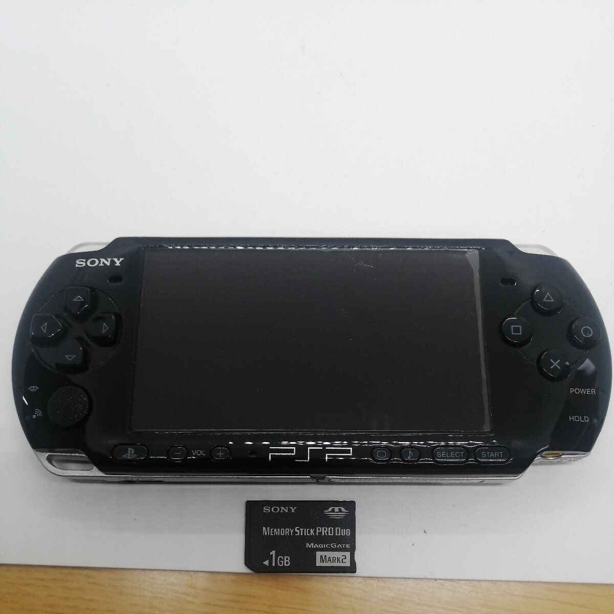 SONY PSP-3000 本体 ブラック 画面シール メモリスティック 1GB 初期化 動作確認 裏蓋なし バッテリーパックなし ネコポス 税なし