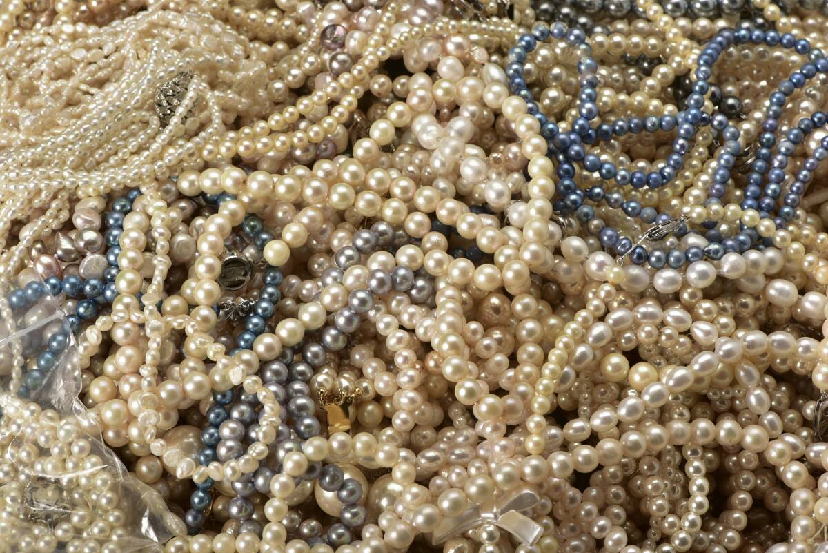 真珠アクセサリー 淡水パール・アコヤ真珠・イミテーションパール・フェイクパール・大量まとめ売り約12kg・ｍ1103003の画像2