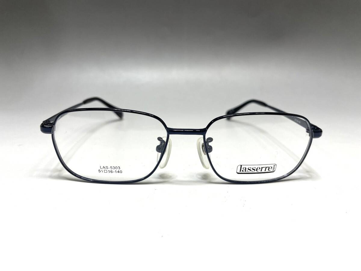新品 lasserre paris ラセール 軽量 メガネフレーム LAS-5303 51□16 140 ブラック メタルフレーム メンズ レディース 眼鏡 めがね メ1-15_画像2